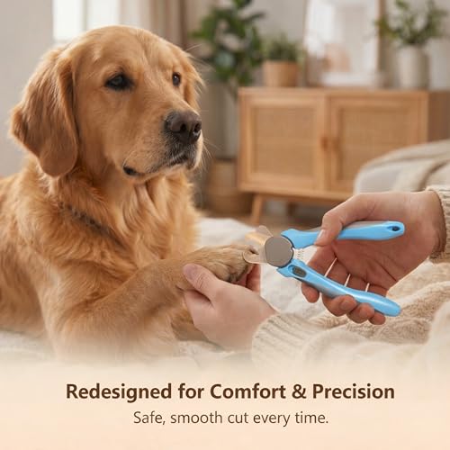 LED Dog Nail Clipper with Light & Safety Guard, Professional Pet Nail Trimmer with Quick Sensor, Extra Sharp for Thick Nails, for Large & Small Dogs and Cats (Medium-Large, with LED)