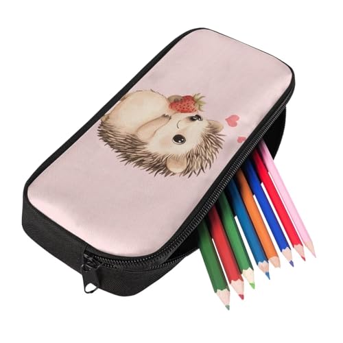 Strawberry Hedgehog Backpack Set with Lunch Box, Water Bottle Pouch, and Pencil Case for Boys & Girls, 1St Grade Large Bag Junior High School Toddler Adjustable Bookbag for Children's Day - color: Strawberry Hedgehog