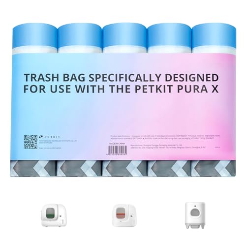 PETKIT PuraX PuraMax Replaced Waste Bags-5 Rolls | Portable Cat Litter Waste Receptacles Bags for Self-Cleaning Cat Litter Box - color: 5 roll (100count)