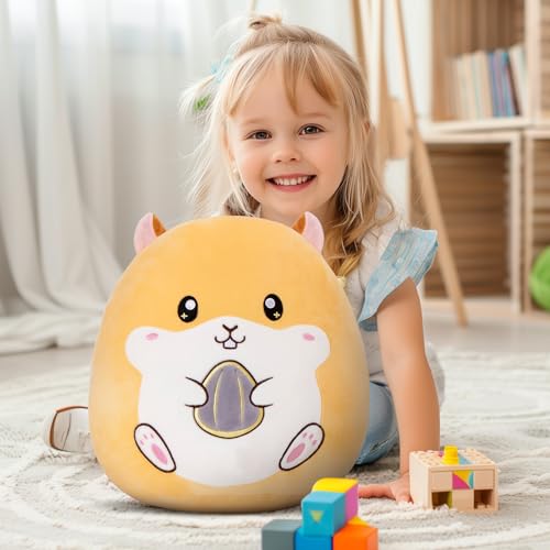 12" Hamster Plush Pillow Stuffed Animal Cute Hamster Plush Toy, Super Soft Cartoon Hugging Toy Gifts for Bedding, Kids Sleeping Kawaii Pillow - color: Hamster