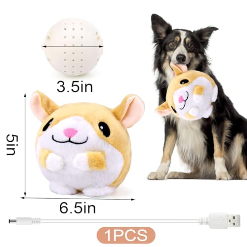 BABORUI Interactive Dog Toys Hamster, Jumping Squeaky Dog Toys with Recording and Music Modes, Rechargeable Moving Dog Chew Toys for Small/Medium/Large Dogs to Keep Them Busy - color: Hamster