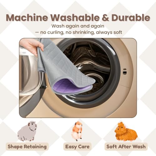 Guinea Pig Pad, 27" x 27" Washable Fleece Cage Liner, Purple | Soft fleece surface. 4-layer absorbent protection. Waterproof TPU & anti-slip bottom. Washable and reusable for guinea pigs - color: Purple-27×27 inch（1-pack）