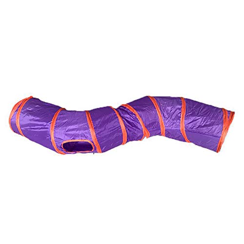iCAGY Cat Tunnel Toys for Indoor Cats Kittens Rabbits, Pet Toy Play Tunnels | Interactive Crinkle Pop Up Tunnel Toys, Relieve Cat Boredom, Purple 47" Shape S - color: Purple