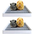 PODOO Rabbit Litter Box – Training Potty Tray for Guinea Pig & Small Pets · Spacious Grid Pan with Low Entrance, Easy-Clean & Odor-Resistant—Helps Keep a Clean Cage and Reduce Mess - size: 2Pcs x Medium