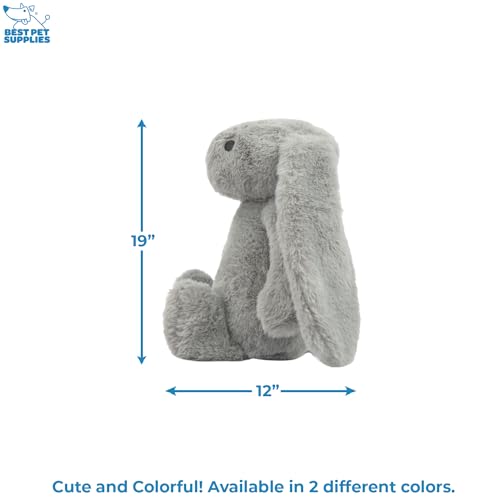 Best Pet Supplies Bunny Buddy Squeaky Plush Dog Toy - Beige & Gray | Pack of 2, Soft Plush, Squeaks & Crinkles, For Moderate Chewers, Toss & Fetch Play, Stress & Anxiety Reliever, Ideal Gift Toy - color: Bunny (Beige, Gray), size: Large