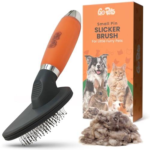 GoPets Small Pin Slicker Brush, Dog & Cat Pin Comb for Tangles & Shedding | Easy Groom, Rounded Safety Tips, Dematting Brush for Short & Long Hair Furry Pets, Ideal for Sensitive, Hard-to-Reach Areas - style: Small Pin Slicker Brush