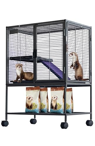 Multi-Level Metal Small Animal Cage, Removable Tray & Ramp, Lockable, BPA-Free, Indoor/Outdoor Use,for Ferrets, Hamsters, Chinchillas, Rabbits, Guinea Pigs, Hedgehogs, Gerbils - size: 24''Lx17''Wx34''H
