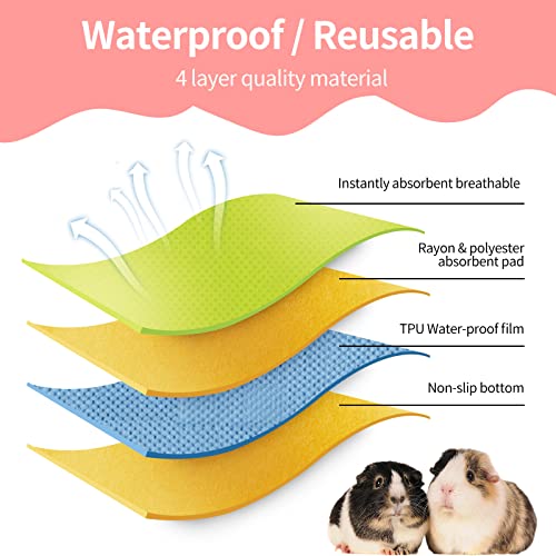 2 Packs Fleece Guinea Pig Cage Liner Washable, Waterproof & Anti Slip Guinea Pig Fleece Cage Liners Super Absorbent Reusable Guinea Pig Bedding Pee Pads Accessories