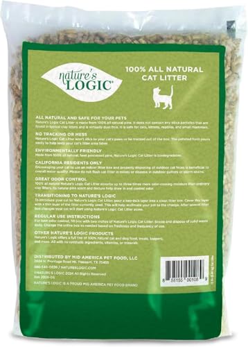 Nature's Logic 100% Natural Pine Pellet Cat Litter - Dust-Free, Unscented, Biodegradable - Safe for Cats, Kittens, Reptiles & Small Pets - Highly Absorbent - 24lb (2,12lb) - size: 12 lb (Pack of 2)