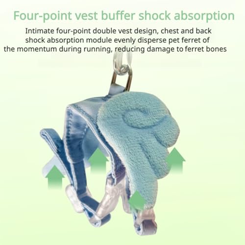Ferret Harness and Leash with Adjustable Buckle for Small Pets, Soft Breathable Walking Vest with Angel Wings for Guinea Pig, Bunny, Rabbit, Kitten, Chinchilla (Blue) - color: Blue