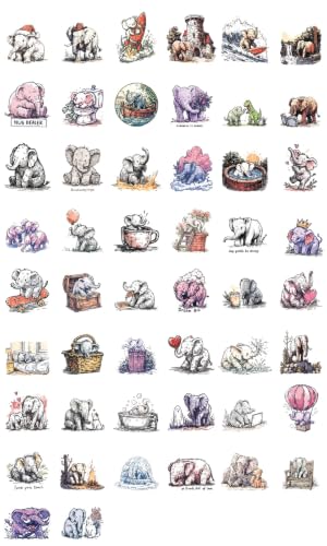 100 PCS Elephant Stickers Pack – Waterproof Elephant Decals for Water Bottles, Laptops, Phones, Notebook, Cars – Cool Vibrant Graphics for Elephant Enthusiast - color: Elephant