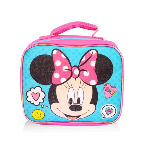 Disney Minnie Mouse Backpack with Lunchbox Set for Girls Bundle + More | 16in Large Durable Minnie Bookbag w/ Insulated Lunch Box Plus Water Bottle, Stickers, More - Minnie Mouse School Supplies