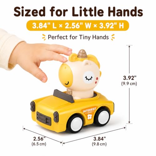 Press to Go Friction Inertia Car, Unicorn Toy Cars for Boys Girls | Animal Racing Cars Toys for Kids, Play Figure Vehicle Set, Birthday Gift for Boy Girl