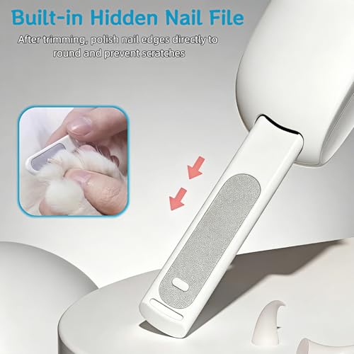 Adjustable Cat Nail Clippers with Safety Guard & Hidden File, Splash-Proof Trimmer for Kittens & Indoor Cats, Painless Blue Claw Scissors