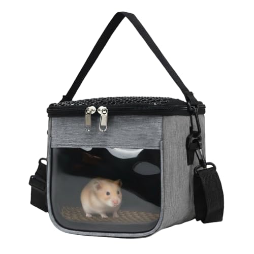 Small Animal Carrier Bag, Portable Pet Travel Bag with Shoulder Strap & Removable Mat for Hamsters Sugar Gliders Flying Squirrel