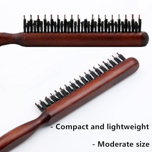 Boar Bristle Teasing Brush, 2 Packs Teasing Brush with Rat Tail Handle Hair Teasing Comb for Fine Hair, Ratting Hair Brush Curl Training Teasing Hair Brush for Smoothing Thin Thick Hair