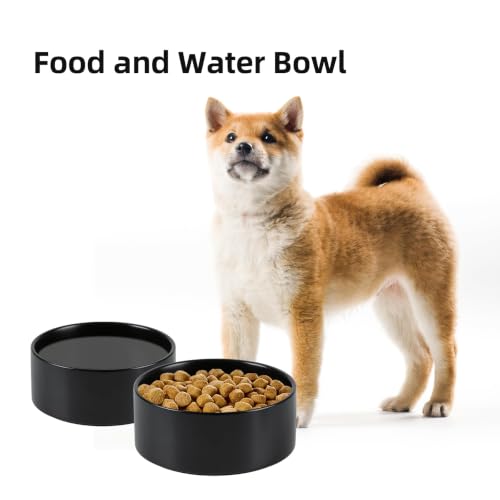 Havniva Ceramic Dog Bowls, 6.1” Dog Food and Water Bowl, Pet Feeding Bowl | Dog Food Bowl for Small Dogs, Food-Grade Ceramic, Dog Water Bowl with Non-Slip Rubber Base, Large Capacity, Dishwasher Safe - color: Matte Black, size: 6.1" - Bowl
