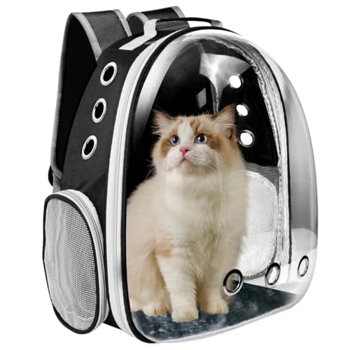 Cat Backpack Carrier, Pet Cat Carrier with Ventilated Design for Carrying Puppy Cats, Pet Carrier Backpack for Traveling/Hiking/Camping/Outdoors Airline Approved Travel Carrier (Black) - color: Black
