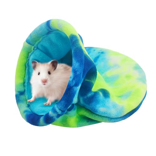 MiOYOOW Hamster Sleeping Bag, Fleece Guinea Pig Bed Soft Small Animal Warm Hideout for Hamsters Guinea Pigs Ferrets - color: blue green