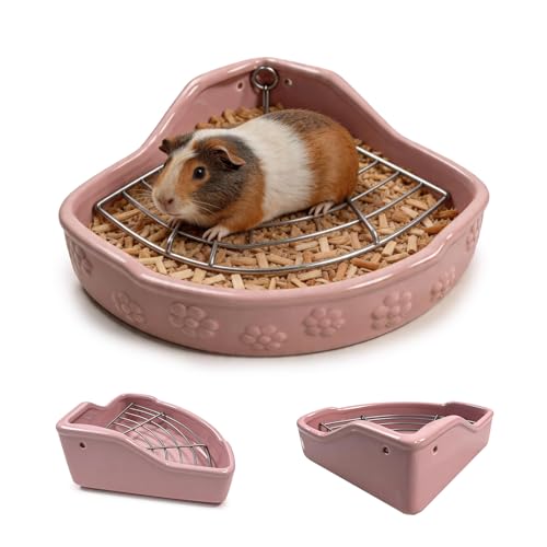 Guinea Pig Potty Box, Guinea Pig Litter Box, Enclosed Small Pet Toilet, Splash Proof & Easy Clean Ceramic Structure, Space Saving Design for Guinea Pigs, Rabbits, Chinchillas