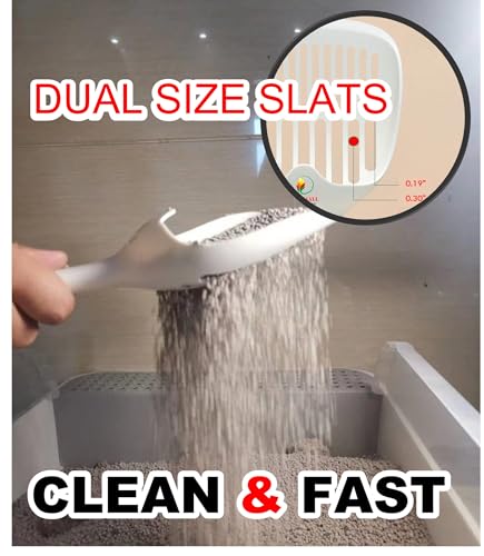 QUALIALL Cat Kitty Litter Box Poop Pooper Scoop Scooper for Cat Litter Box with Holder Large Light Fast Comfortable Sturdy Durable 1+2+1pcs White
