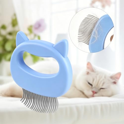1 Pcs Pet Hair Removal Massaging Shell Comb Soft Deshedding Brush Grooming Tool for Long Short Hair Cat Dog Rabbit (Blue) - color: Blue