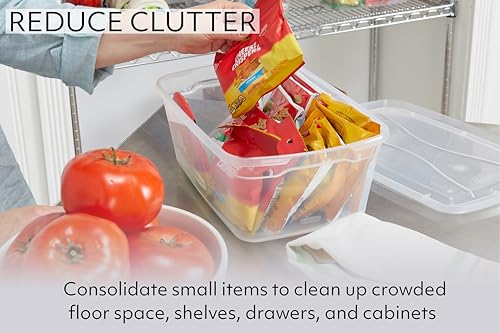Rubbermaid Cleverstore Home/Office 6 Quart Clear Plastic Storage Tote Container Box Bin with Lid for Garage or Basement, (12 Pack) - size: 6 Qt - 12 Pack