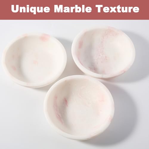Natural Marble Cat Bowl, Weighted 1.5lb Cat Food Bowl for Cat and Small Dog, Small Animal Pet Food Dish Non-Slip, Shallow Cats Dish for Whisker Fatigue Relief, Premium Pink Stone for Home Decor - color: Pink