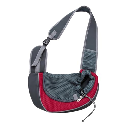 Pet Sling Carrier for Small Dogs & Cats, Hands-Free Dog Travel Bag with Adjustable Padded Strap, Breathable Mesh Puppy Carrier with Safety Hook & Zipper Pocket, Ideal for Kittens, Rabbits, Small Pets
