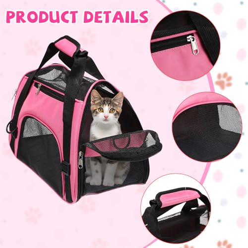 2 Pcs Pet Carrier, Soft Sided Pet Travel Carrier for Cats, Airline Approved Kitty Portable Dog Bags for Traveling Little Dogs, Rabbits, Puppy, Cat(S,Pink, Purple) - color: Pink, Purple