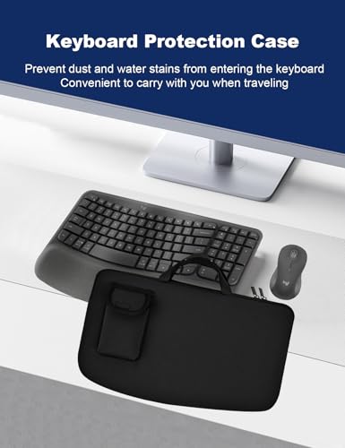 Portable Keyboard Sleeve for Logitech MK670/Wave Keys Ergonomic Keyboard | Keyboards Travel Bag,Shockproof Waterproof Dustproof Protective Neoprene Sleeve Case(Bag Only) - color: Black