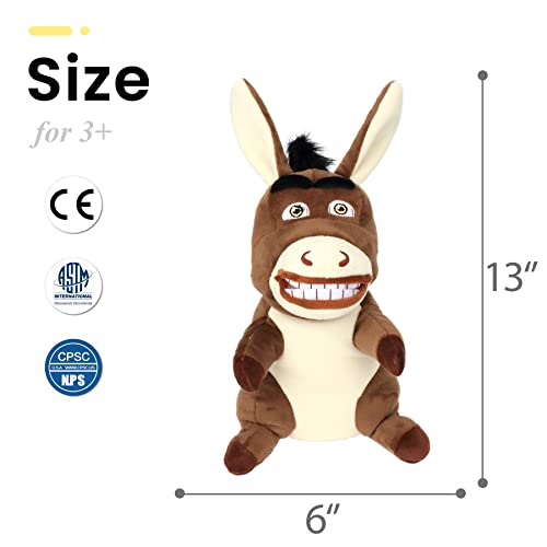Easfan Donkey Hand Puppet with Movable Mouth Plush Toy for Kids 13" | Role play preschool teaching, cute stuffed animal, creativity imagination, Easter Christmas birthday holiday gift - style: Donkey