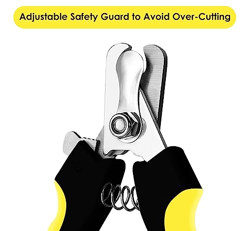 Candure Dog Nail Clippers for Pet Grooming - Professional Cat Nail Trimmers Suitable for Small to Medium Breeds with a Safety Guard & Nail File | Pet Nail Clipper - color: Yellow, size: Medium to Small Pets