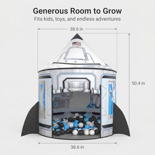 PigPigPen Rocket Ship Tent for Kids: Instant Indoor Outdoor Space Playhouse for Toddlers - Astronaut Adventure Kids Camping Tent - for Boys Girls Space Decor & Outdoor Play - style: Rocketship Play Tent