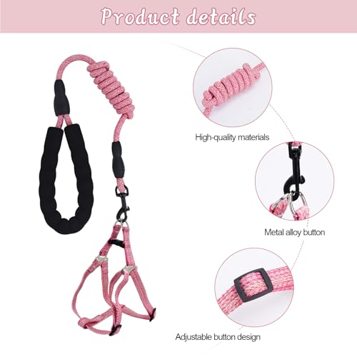 YeeBeny Mini Pig Harness Adjustable with Leash Foam Handle Pink, M | Adjustable Small Pig Harness with Leash Infinity Style Lead and Soft Foam Handle for Walking Training Jogging - color: Pink, size: M