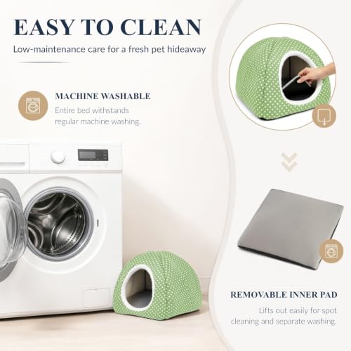 Rabbit Hideout Large Bunny Bed Washable Rabbit House | Fleece Hiding Hut for Indoor Bunnies Guinea Pigs, Small Animal Hideaway - color: Green