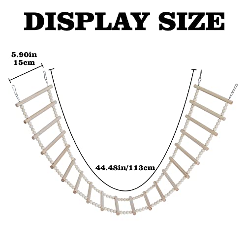 Bird Ladder Bridge, Wooden Pet Hamster Climbing & Swing Toys, Cage Accessories for Birds Rats Parrots Hamster Squirrel Sugar Gliders Parakeets Cockatiels - 20 Steps - 44.5 x 5.9 Inch - size: 20 Steps - 44.5 × 5.9 Inch