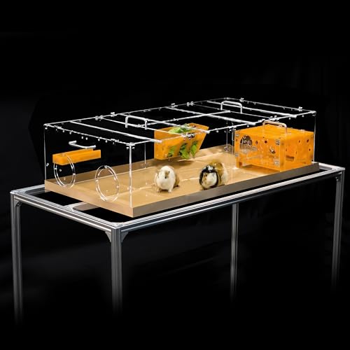 GuineaLoft™ Model-A1 Acrylic Guinea Pig Cage w/Clear Acrylic Lid | Includes Supporting Beams & Connecting Doors; Large 4'x2'x1' Expandable C&C Cage Also For Bunnies, Quails, & Hedgehogs - color: Model-A1