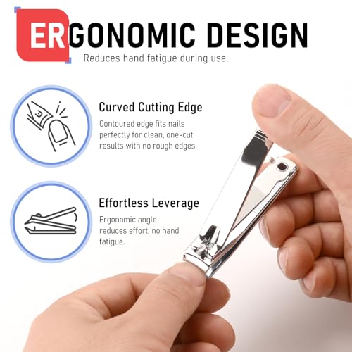 firiKer Nail Clippers with Nail File,Fingernail Clipper,Toe Nail Clippers | Nail Clipper Set (Silver), Large for Toenails,Small for Fingernails, Used Separately, Ideal Gift for Men and Women - color: Silver