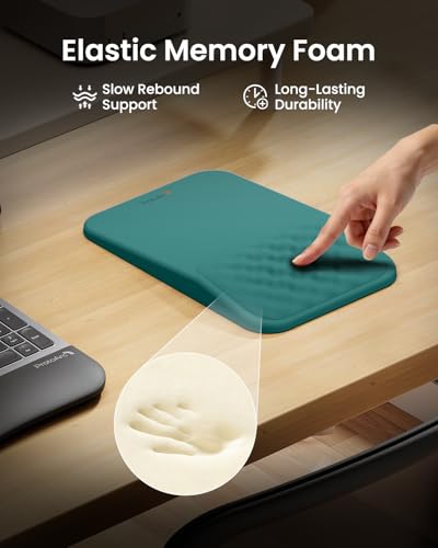 ProtoArc MP50 Ergonomic Mouse Pad with Wrist Support, Lycra Surface, Green | 8° slope & massage points, soft memory foam, Large 12x8 Inches, Non-slip base. Relieves wrist strain for office & home - color: Green Lycra
