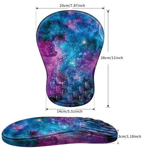 YIWEI Ergonomic Mouse Pad with Wrist Rest for Carpal Tunnel Pain Relief | Memory Foam Wrist Support,Non-Slip Rubber Base, Keyboard Computer Mousepad,Lycra Cloth Surface,Gaming Home Office - color: Starry Sky