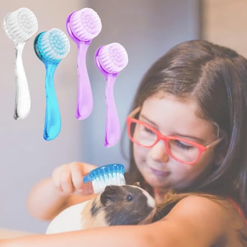 6 Pack Hamster Brush - Small Animal Bath Brush with Lid Soft Cleansing Brush Animal hair combing for Hedgehog Guinea Pig Rabbit Cat Chinchilla Ferret Small Animal Grooming Tool Cleaning Supplies
