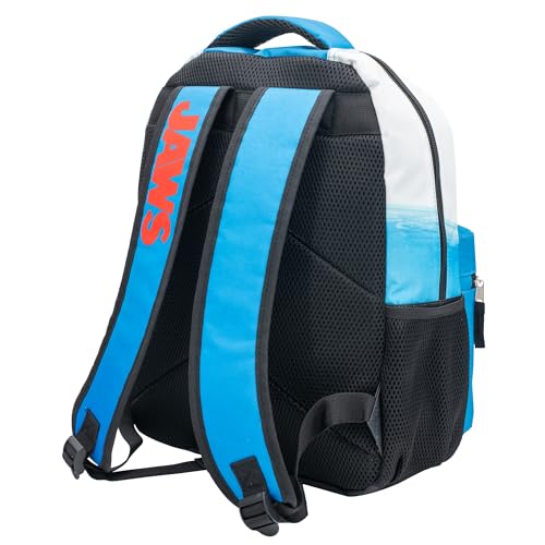 JAWS Movie Poster Backpack, 16 x 12 x 5 Inches, Shark School Bag with Laptop Pocket, 50th Anniversary Edition - color: Jaws