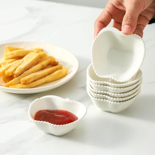 UIBFCWN 12 Pack Ceramic Dipping Bowls, 2oz Soy Sauce Dishes, White Dipping Sauce Bowls/Dishes, Pinch Bowls, Small Dip Bowls Set for Sauce, Side Dish, Condiments, Sushi, Ketchup, Charcuterie Boards - color: Apple, size: 12 Pack