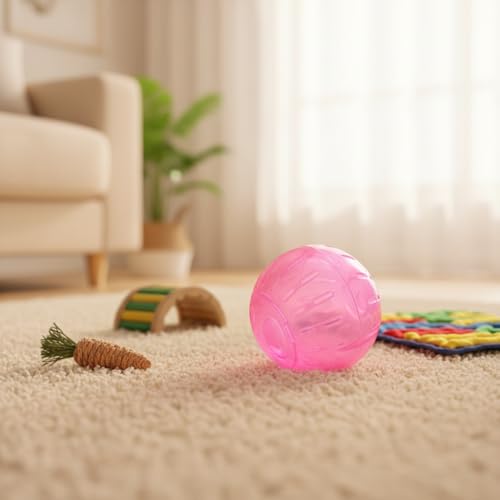 2Pcs 3.94 Inch Rotundity Hamster Balls, Breathable and Sturdy Dwarf Hamster Exercise Balls Running Wheel Gerbil Toys, Small Animals, Portable Small Pet Supplies (Blue and Pink)