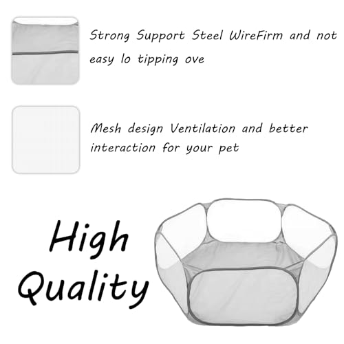 Small Animals Playpen, Portable Pop-up Open Interactive Pet Tent, Indoor Outdoor Fence for Rabbits, Guinea Pig, Hamster, Chinchillas, Kittens, Puppies - color: Grey