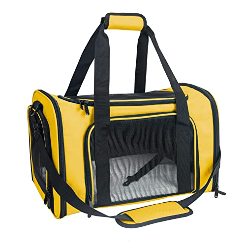 Soft Sided Carrier for Small Medium Cats Dogs,TSA Airline Approved Collapsible Travel Pet Carrier (Medium, Yellow) - color: Yellow, size: Medium