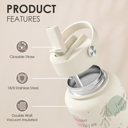 Inspiration Gifts for Women Girls, Inspiration Water Bottle 32oz Stainless Steel with Lid, Insulated Bottles Gift Idea for Birthday Christmas - color: Inspiration 1