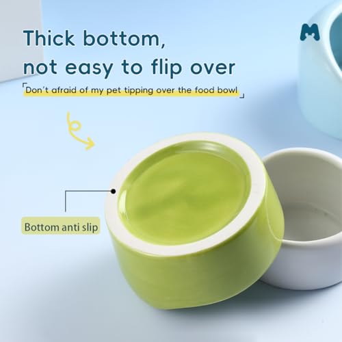 2 Pack Ceramic Hamster Food Bowl, Splash-Proof, Tip-Proof, Chew-Resistant, Easy to Clean Small Animal Bowl for Hamster/Guinea Pig/Chinchilla/Hedgehog (2, S (Diameter 2.36 in)) - size: S (Diameter 2.36 in )