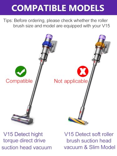 V15 Roller Brush Replacements Parts Compatible with Dyson V15 Detect Cordless Vacuum, V15 High Torque Brush Replacement Accessories, Absolute Spiral Brush attachments for Clean Carpet,Hair Dust - size: V15 Roller Brush